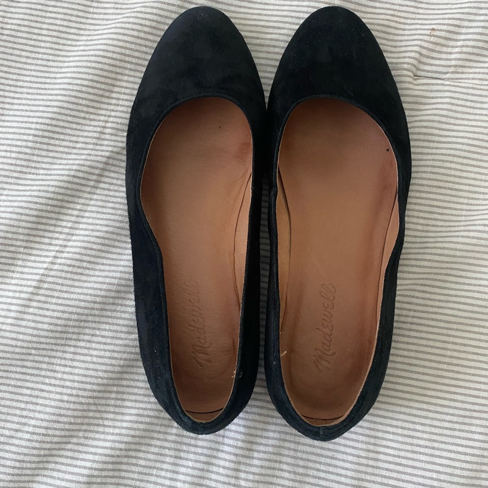 Madewell Black Suede Rounded Toe Ballet Flats